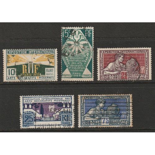 Timbres Exposition Internationale Des Arts Décoratifs Paris 1924 N° 210, 211, 212, 213, 214, Oblitérés.