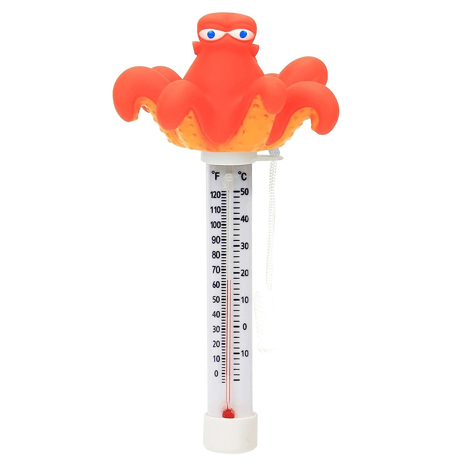 Thermomètre de piscine flottante Octopus Grande taille Facile à lire avec  ficelle pour piscines et spas extérieurs et intérieurs