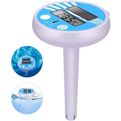 Thermomètre de piscine solaire numérique Thermomètre de piscine flottant écran LCD électronique pour piscines et spas extérieurs et intérieurs (bleu)