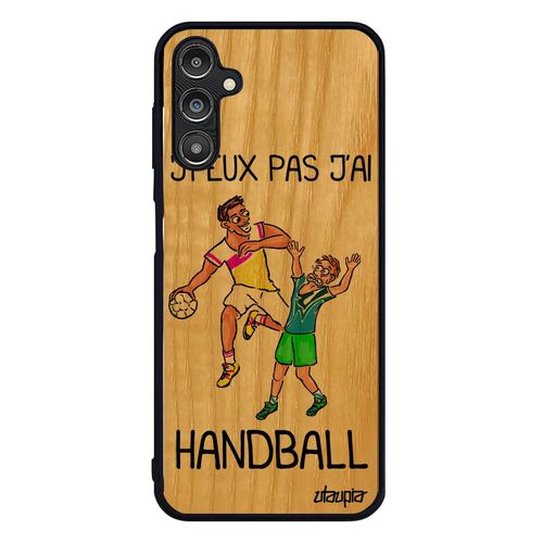 Coque Silicone Samsung Galaxy A14 4g 5g Bois J'peux Pas J'ai Handball Mobile Hand Etui Bd Drole Mondial Comique Sport Pas Cher Noir