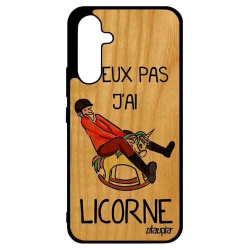 Coque En Bois Samsung Galaxy A34 Et Silicone J'peux Pas J'ai Licorne Orange Comique Cheval Case Drole Original Humour Telephone Bd