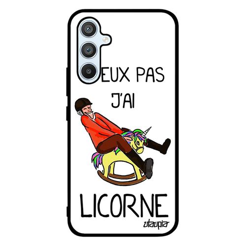 Coque Samsung Galaxy A54 Silicone J'peux Pas J'ai Licorne De Protection Blanc Drole Humoristique Design Bande Dessinée Humour Cheval