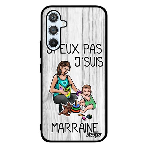 Coque Samsung Galaxy A54 Silicone Humour J'peux Pas J'suis Marraine Texte Case Naissance Garcon Gris Smartphone Motif Je Jpeux Drole