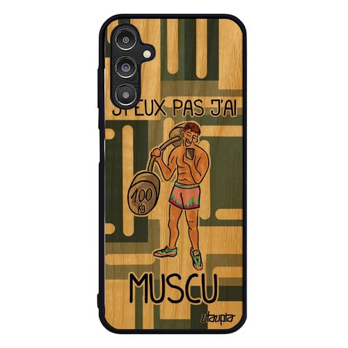Coque J'peux Pas J'ai Muscu Samsung Galaxy A14 4g 5g Bois Silicone Humour De Protection Sport Tpu Smartphone Fitness Gris Antichoc