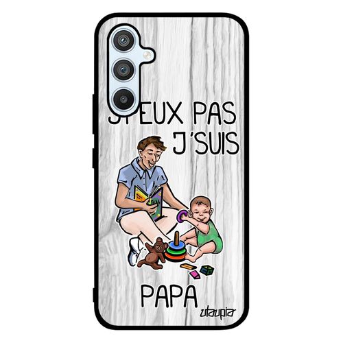 Coque Silicone J'peux Pas J'suis Papa Samsung Galaxy A54 Texte Bande Dessinée Humoristique Telephone Humour Jpeux Père Gris Drole De