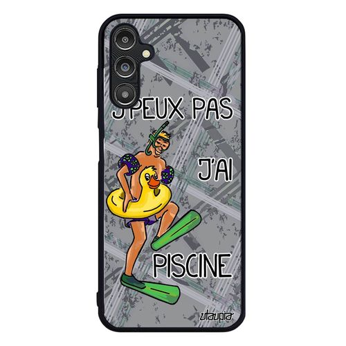 Coque Silicone J'peux Pas J'ai Piscine Pour Samsung Galaxy A14 4g 5g Tpu Humour Comique Mobile Vacances Alu Gris Sport Humoristique