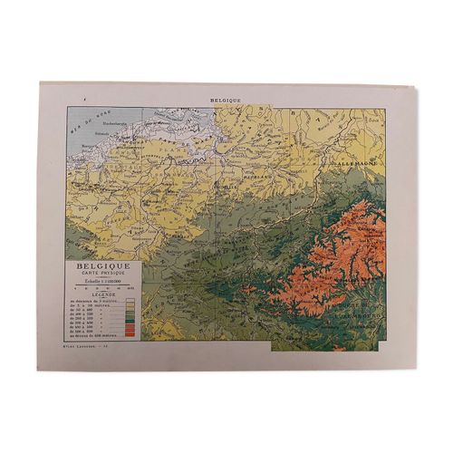 Carte de la Belgique de 1924 multicolore