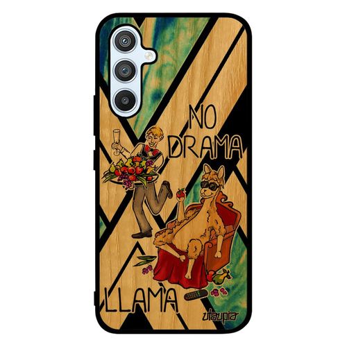 Coque Bois Naturel Samsung Galaxy A54 Silicone No Drama Lama Bleu Llama Telephone Original Bd Humour Etui Comique Rigide Dramalama