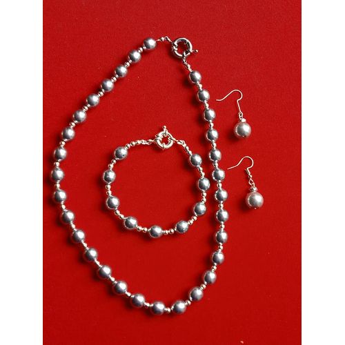 Parure De Perles Argentées