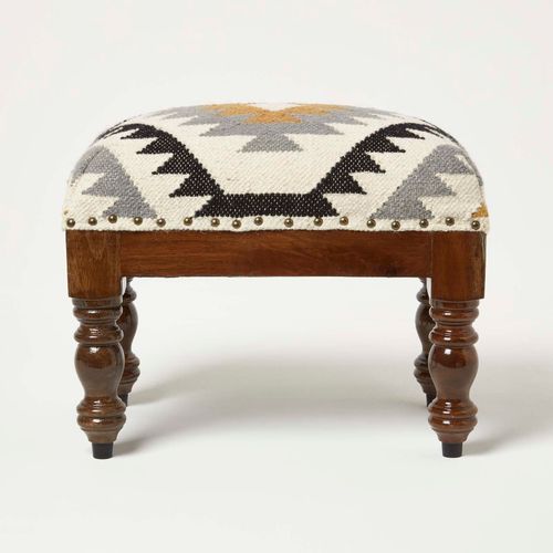 Repose-Pieds Rectangulaire En Laine Kilim Agra