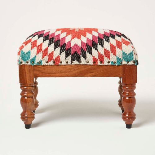 Repose-Pieds Rectangulaire En Laine Kilim Manila