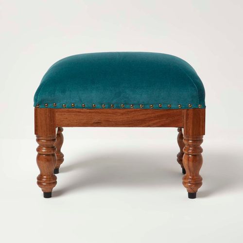 Repose-Pieds Rectangulaire En Velours Vert Émeraude