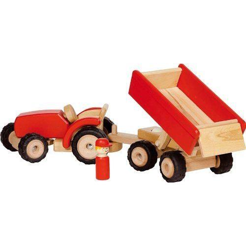 Goki - 2041282 - Figurine Transport Et Circulation - Tracteur En Rouge Avec Remorque