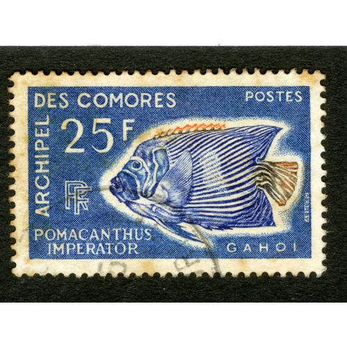 Timbre Oblitéré Archipel Des Comores, Pomacanthus Imperator, 25 F, Postes