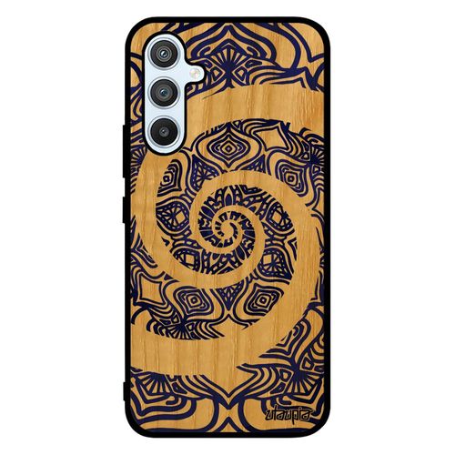 Coque Silicone Pour Samsung Galaxy A54 En Bois Mandala Indien Souple Bleu Effet 3d Telephone Tibetain Tatouage Rosace Made In France