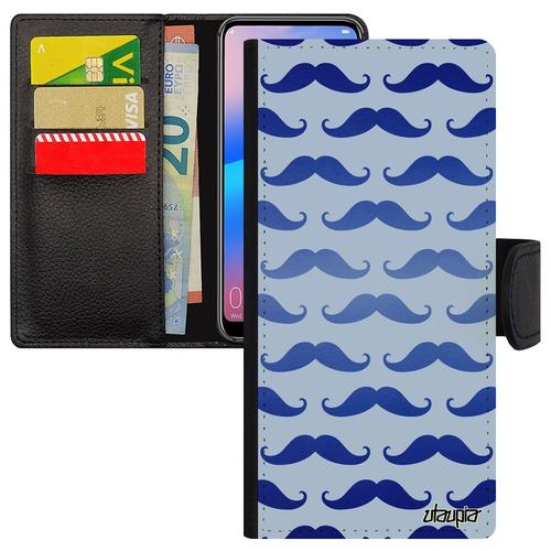 Coque Pour A54 Cuir Moustache Chapeau Melon Pipe Aimantée Housse Telephone Imprime Tendance Mobile Original Vintage Samsung Galaxy