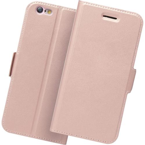 Coque Iphone 6s, Coque Iphone 6 Rabat, Housse Iphone 6s, Coque Iphone 6 Clapet, Ultra Mince Portefeuille, Etui Apple 6, 6s Pochette Protection, Flip/Folio Phone Cover Case, Emplacement Carte. Or Rose