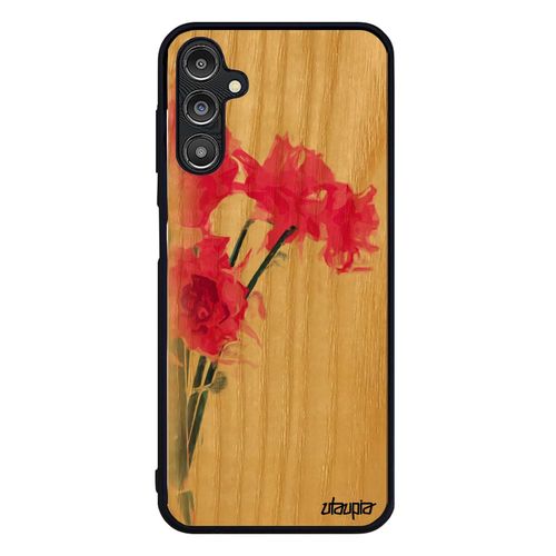 Coque Bois Silicone Rigide Samsung Galaxy A14 4g 5g Bouquet De Fleurs Aquarelle Peinture Fille Rose Amour De Protection Unique Case