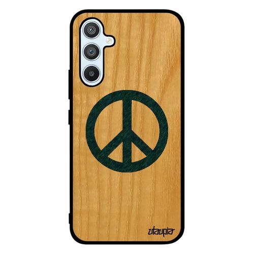 Coque Pour Samsung Galaxy A54 Bois Silicone Peace And Love Rigide Rasta Etui Dessin Motif Image Antichoc Paix Et Amour Symbole Bleu