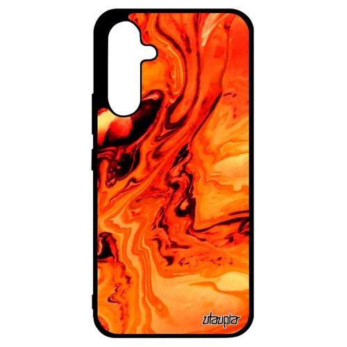 Coque Samsung Galaxy A34 Silicone Peinture Souple Orange Motif Art Mobile Antichoc Design Moderne Telephone Metal Nature Marbre De
