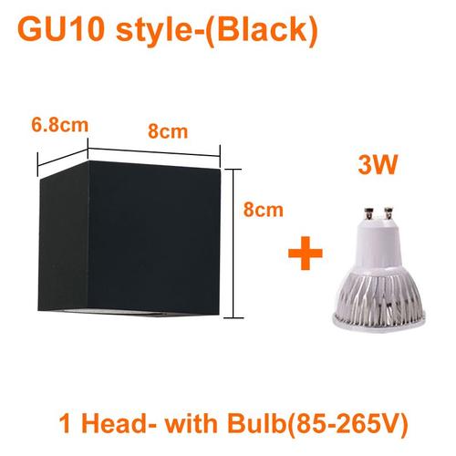 Émettre De La Couleur Gu10-1head-Black Puissance Warm White Color Outdoor Applique Murale Led Imperméable En Aluminium, Éclairage D'extérieur, Pour Porche, Jardin, Couloir