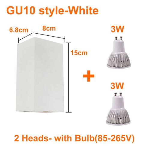 Émettre De La Couleur Gu10-2heads-White Puissance Cool White Color Outdoor Applique Murale Led Imperméable En Aluminium, Éclairage D'extérieur, Pour Porche, Jardin, Couloir