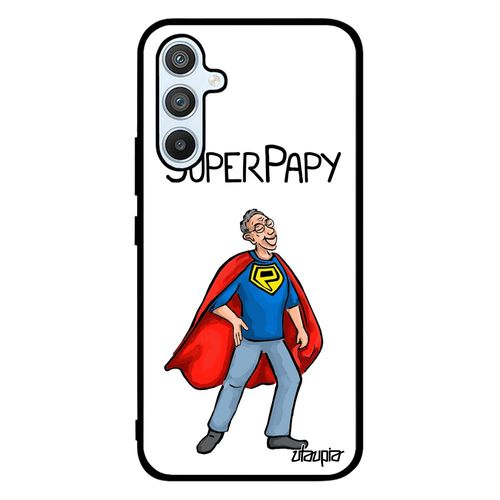 Coque Super Papy Telephone Pour Samsung Galaxy A54 Silicone Etui Comique Enfant Blanc Dessin Comics Housse Heros Humour Texte Drole