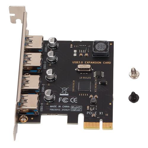 Carte D'extension PCI E vers USB 3.0, 4 Ports PCI Express Carte D'extension PCIe Hub Interne pour Ordinateur de Bureau, 5 Gbit/s Haute Vitesse sans Alimentation Carte D'extension USB3.0