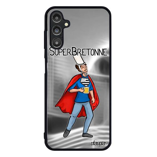 Coque Silicone Samsung Galaxy A14 4g 5g Super Bretonne Humour Comics Noir Heros Humoristique Bande Dessinée 4g Breton Metal Housse
