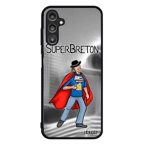 Coque Samsung Galaxy A14 4g 5g Silicone Super Breton Gris Drole Smartphone Bande Dessinée De Protection Humoristique Pas Cher Comics