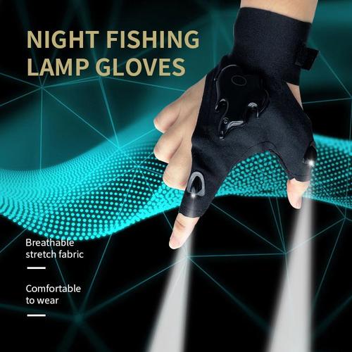 Gants de lampe de poche LED - Gants de pêche d'extérieur sans
