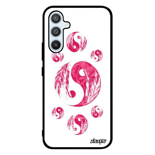 Coque Pour Samsung Galaxy A54 Silicone Yin Et Yang Imprimé Rose Telephone Japon Housse Tattoo Feng Shui Masculin Feminin Image Plume