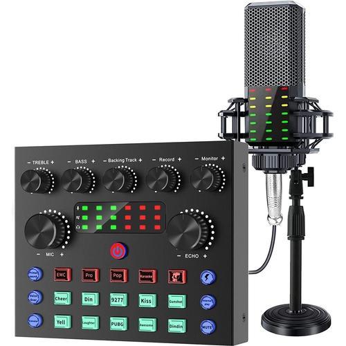 Micro Gaming avec Table de Mixage Microphone à Condensateur, PC Carte Son  Externe DJ Controleur Ensemble d'équipement de Podcast pour Streaming  Karaoke Podcast  Guitare