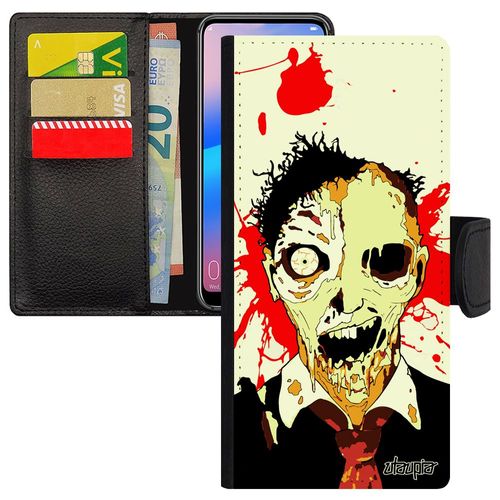 Coque Samsung Galaxy A34 Simili Cuir Zombie Eclaboussure Orange Cover Horreur Mort Vivant Sm-A346b/Dsn Tache Revenant Portable Gore
