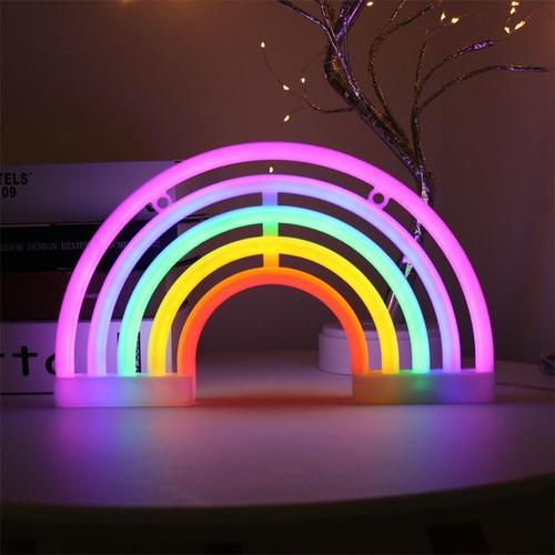 Neon Arc-en-Ciel 30 cm - Prise et Interrupteur On/Off inclus - 5 couleurs -  Neon LED pour Decoration Chambre Enfant ou Déco Neon - Lampe Néon LED  Rainbow CJL-SHAW