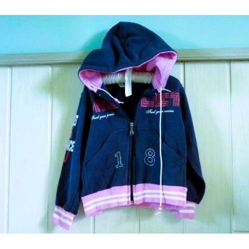 Veste Hiver Fille Gémo 6 Ans Sweat Capuche Tbe Rose Bleu Marine