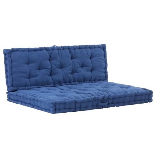 Coussins de palette canapé de sol dossier assise en coton bleu DEC021330
