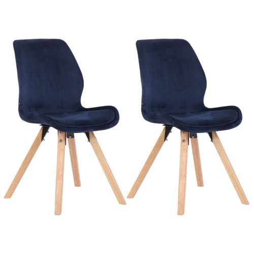 Lot De 2 Chaises De Salle À Manger En Velours Bleu Style Scandinave Pieds Bois Cds101128