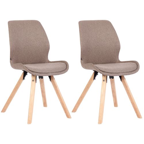 Lot De 2 Chaises De Salle À Manger En Tissu Taupe Style Scandinave Pieds Bois Cds101132