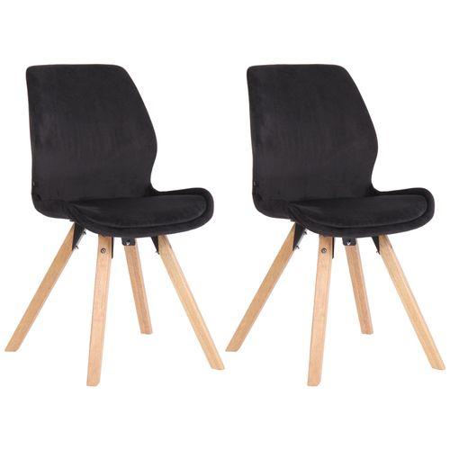 Lot De 2 Chaises De Salle À Manger En Velours Noir Style Scandinave Pieds Bois Cds101123