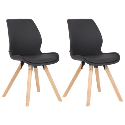 Lot De 2 Chaises De Salle À Manger En Synthétique Noir Style Scandinave Pieds Bois Cds101135
