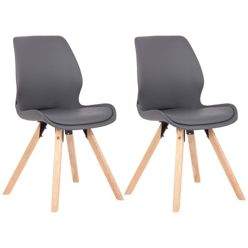 Lot De 2 Chaises De Salle À Manger En Synthétique Gris Style Scandinave Pieds Bois Cds101137