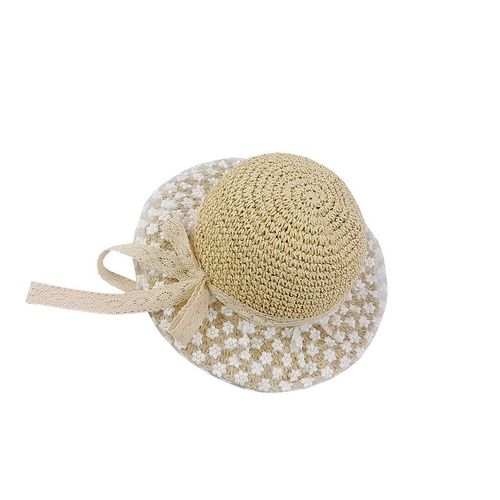 Chapeau De Paille Pliable Femme Anti-Uv(Beige), Dame Paille Panama Capeline Bord Large, Mode Plage Capeline Bow Décoration