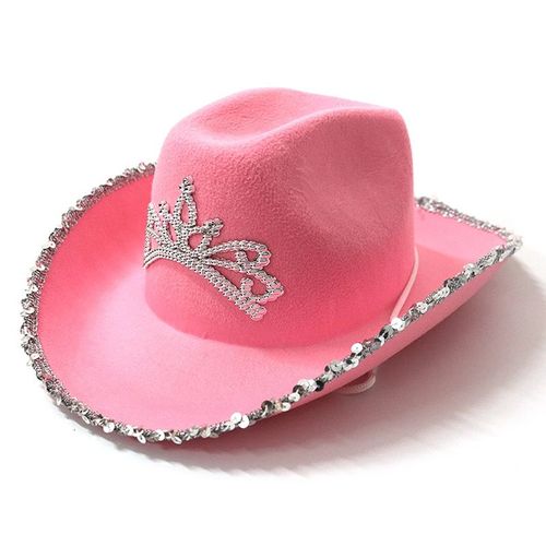 Chapeau Pour Enfants Avec Diadème, Bandeau Argenté, Cordon Pour Chapeau, Carnaval, Halloween, Fête À Thème,Rose,Taille Unique