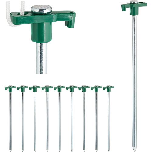 Vert Sardines, Set De 10, Ancrage Pour Les Sols Durs 25 Cm, Piquet, Acier Zingué, Stück