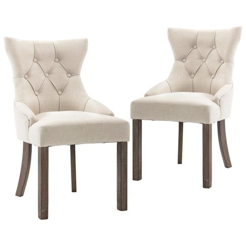 Lot De 2 Chaises De Salle À Manger Cuisine Design Moderne Tissu Beige Cds020155