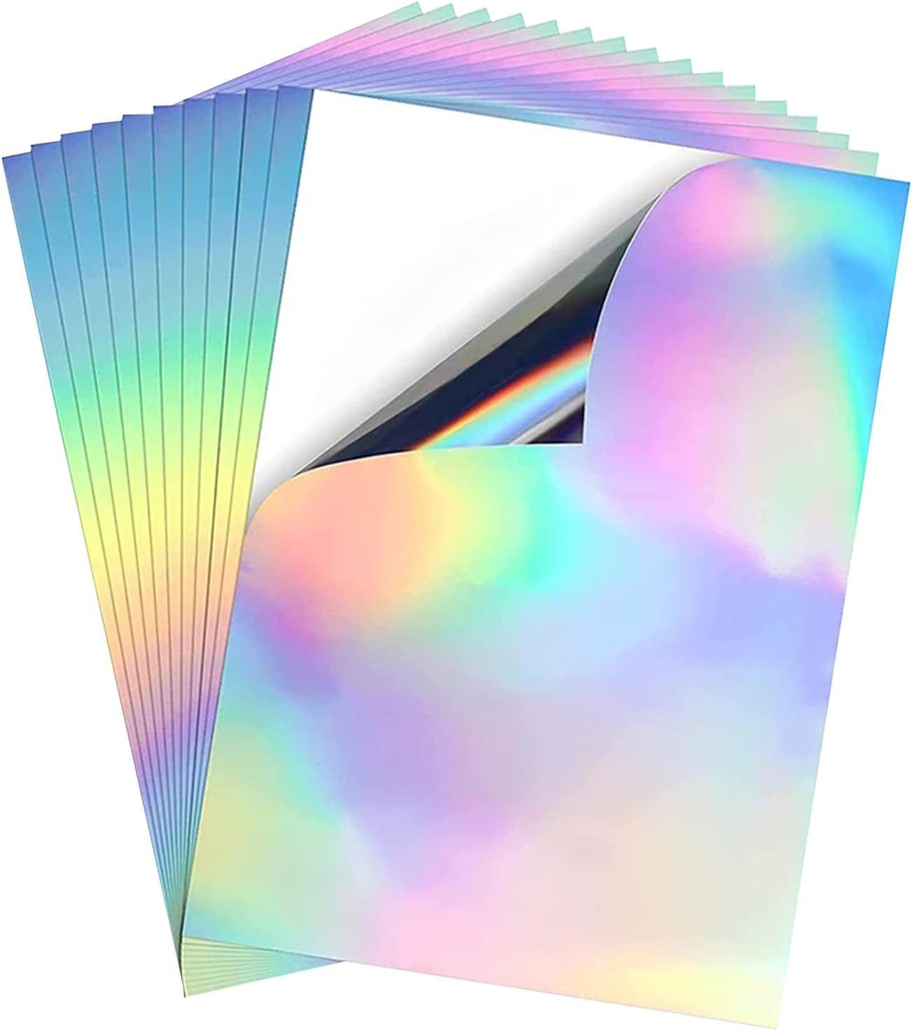 Lot de 10 feuilles de papier autocollant holographique A4 imprimable en  vinyle Séchage rapide Imperméable vinyle arc-en-ciel papier pour imprimante  à jet d'encre et laser