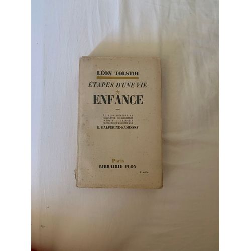 Enfance De Léon Tolstoi.Livre Ancien 