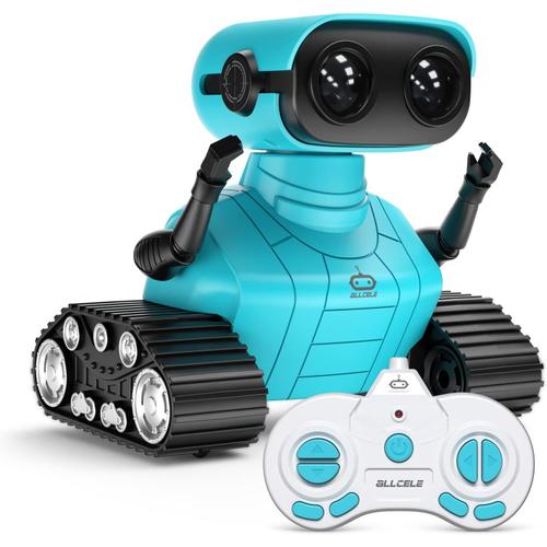 Robot Enfant Jouet, Jouets Robots Télécommandés Rechargeables?avec Yeux  LED, Musique et Sons Intéressants pour Garçons et Filles à Partir de 3 4 5  6 7 8 Ans Cadeau d'anniversaire(Bleu)