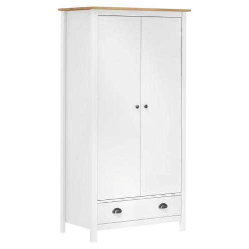 Vidaxl Garde-Robe À 2 Portes Hill Blanc 89x50x170cm Bois De Pin Solide